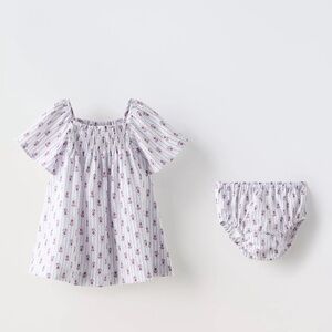 Zara White and Purple Kids Dress Set